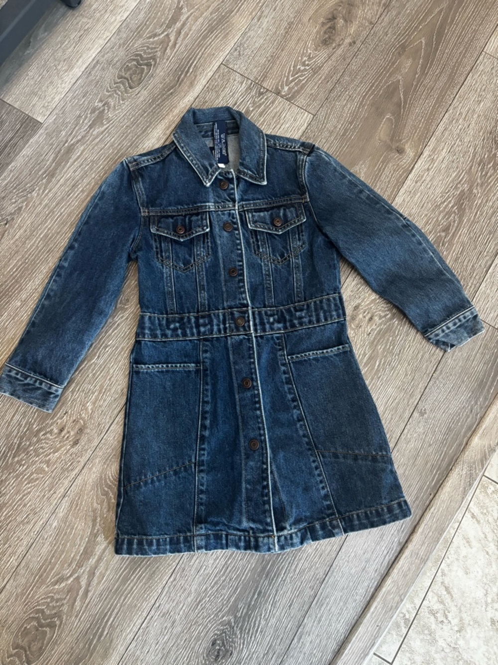 GAP Dark Blue Denim Button-Front Dress, girls size small